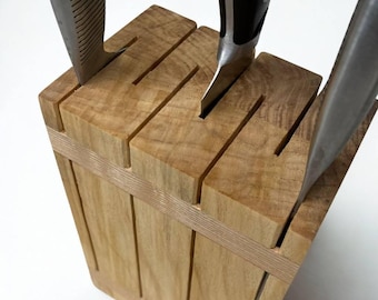 Bloque de madera para cuchillos – sauce y roble