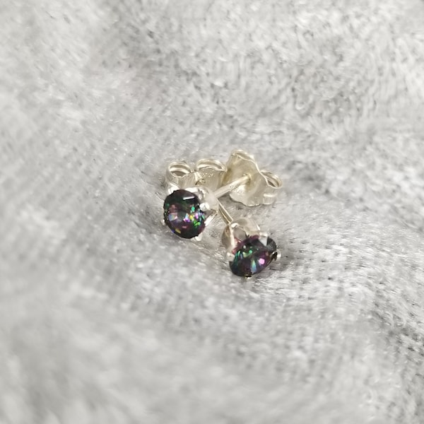 Alexandrite Cubic Zirconia and Sterling Silver Earrings