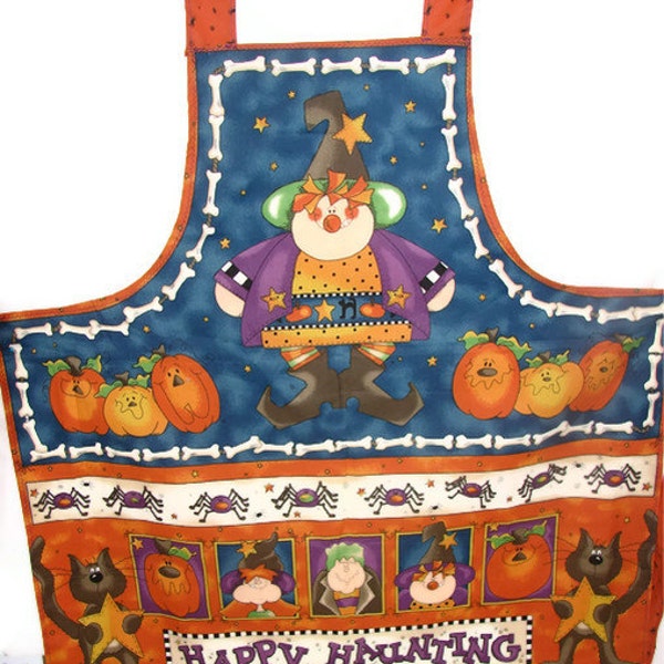 Halloween Full Apron - Witches, Pumpkins - Happy Haunting OOAK