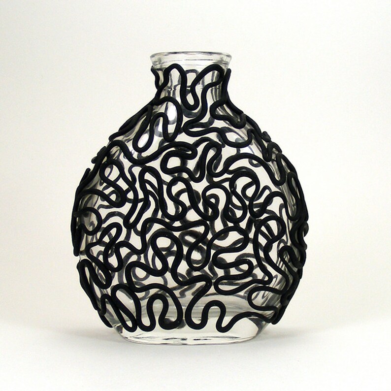 Black & White Clay Lace Set of 2 Glass Vases Entwine / Etsy
