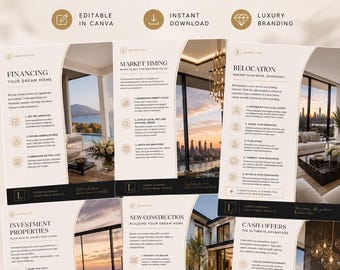 Instagram-sjablonen voor luxe makelaars | Canva-sjablonen voor koperstips | Socialemediaberichten over onroerend goed | Bewerkbare marketingkit voor makelaars