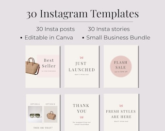 Bundel bewerkbare Instagram-sjablonen, contentkit social media voor kleine bedrijven (digitale download)