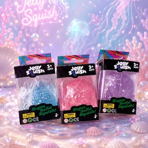 Jelly Squish Maltose Squishy Toy | Glitter Jellyfish Stress Ball | Kawaii Fidget Toy | Sensory Squish | Cute Gift | Anxiety Relief