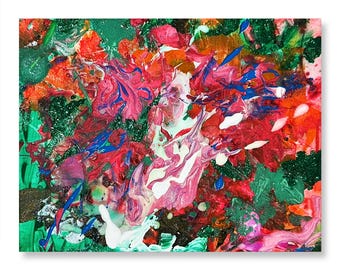 Peinture originale « Fleurs de printemps » acrylique sur toile, 20 x 10 po.