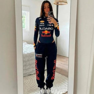 Red Bull Racing-inspirerad träningsoverall – Y2K Motorsport Streetwear-set
