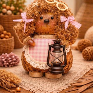 Forest Creature Lantern Figurine, Rustic Woodland Decor, Cottagecore Home Accent