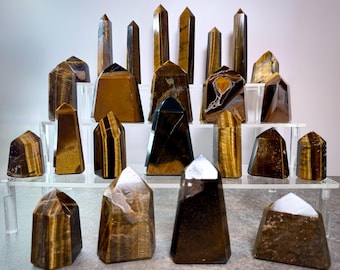 Tiger's Eye Tower, Classic or Chunky Base, Grounding Crystal