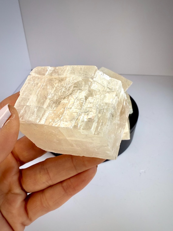 Rainbow Mangano Calcite Slices | Natural Pink Calcite with UV Glow