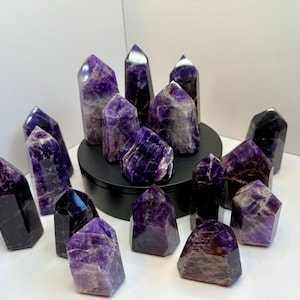 Polished Brazilian Amethyst Tower: Healing Crystal Point for Home Decor