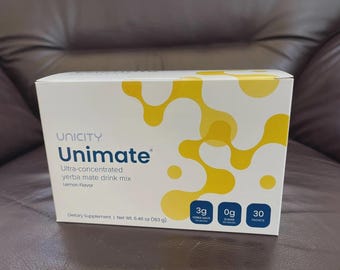 UNICITY UNIMATE LEMON Ultra Concentrated Yerba Mate Drink Mix. Dietary Supplement. Healthy Alternative to Coffee and Energy Drinks