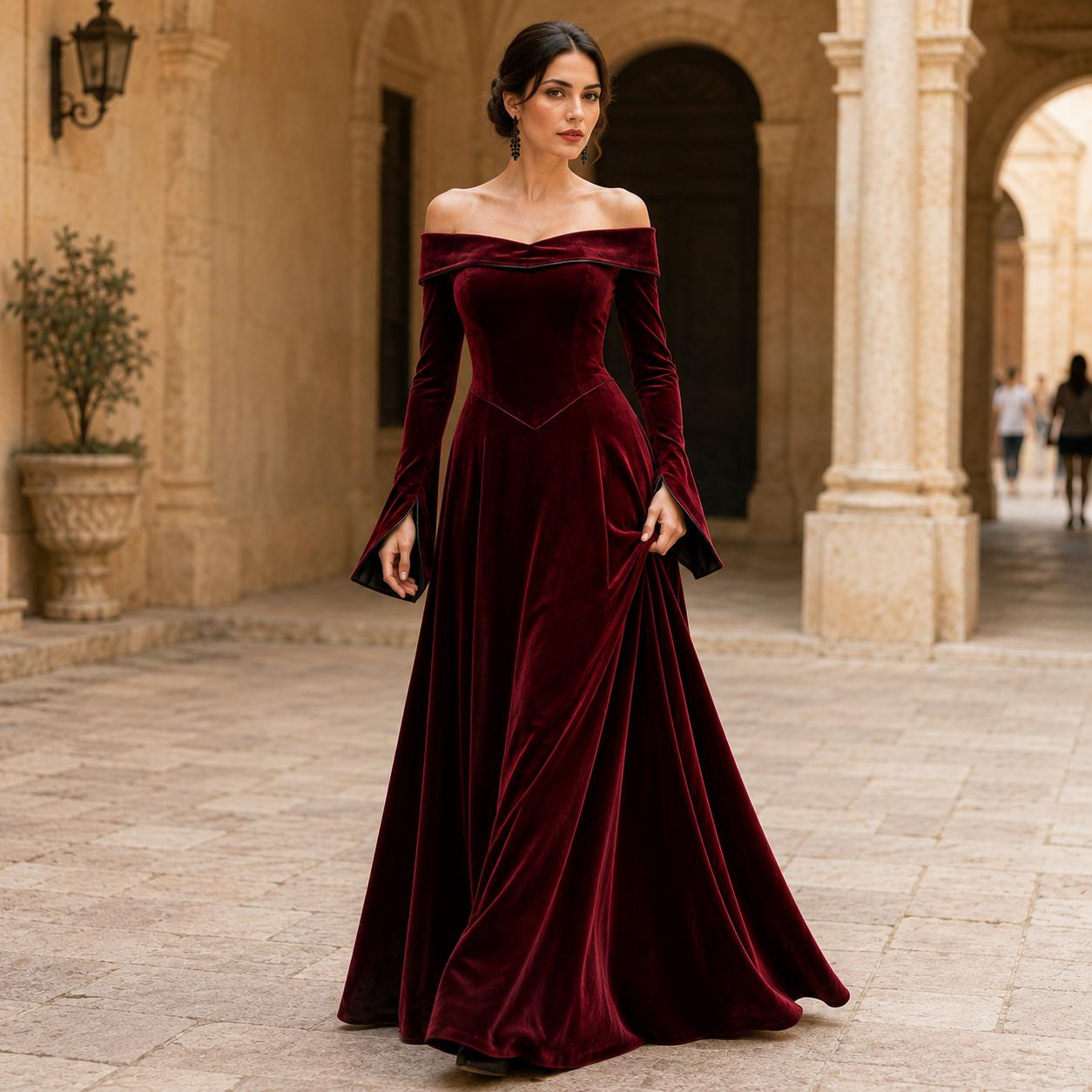 Burgundy Velvet Dress
