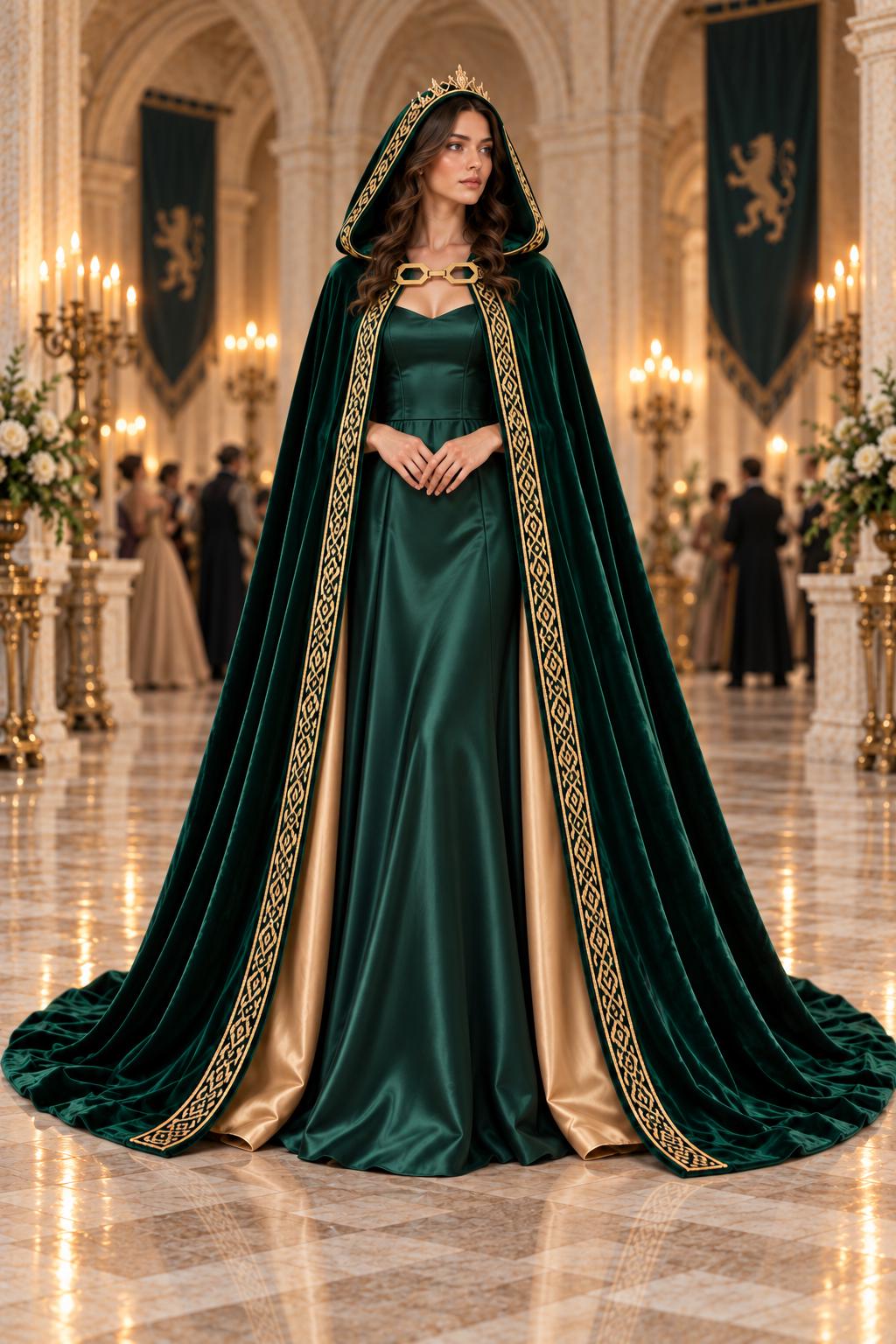 Emerald Green and Gold Dress Women