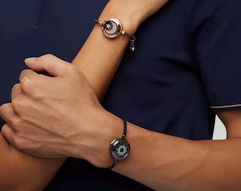 Long Distance Touch Bracelets for Couples | Sun and Moon Matching Smart Bracelets | Vibrating Love Gift for Him & Her