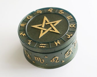 Serpent Green Star Astrology Trinket/Stash/Jewelry Box