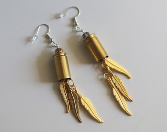 9mm Feather Bullet Earrings