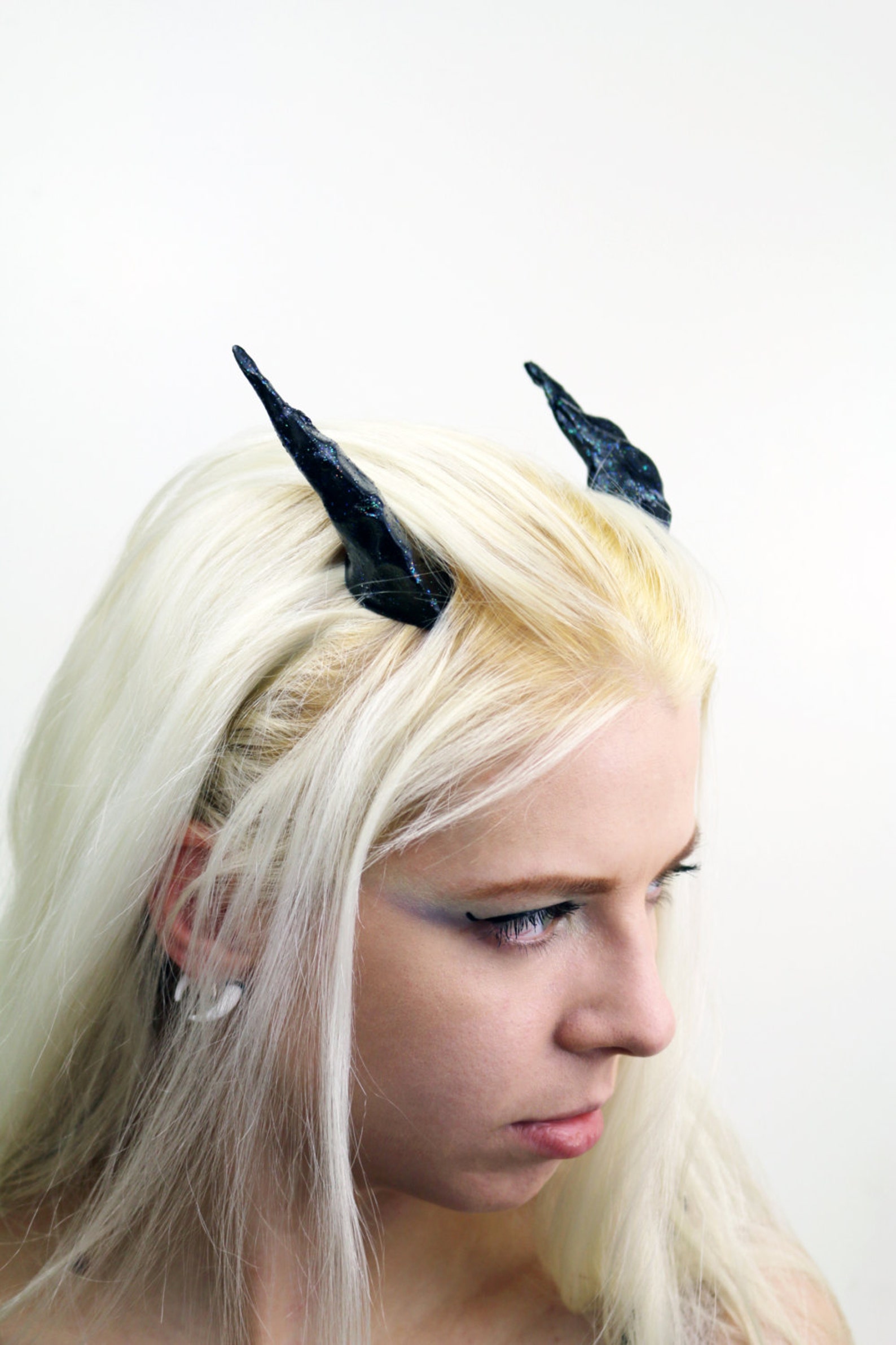 Glitter Black Dragon Costume Horns | Etsy