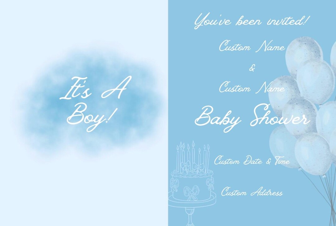 BLUE “it’s A Boy!” Baby Shower Invitation - Editable Canva Template ...