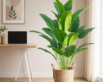 Artificial Traveler's Palm Tree, Tall Faux Banana Leaf Plant, Luxury Greenery Decor