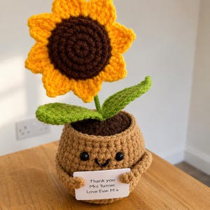 Crochet Sonnenblume Topf Muster Lehrer Geschenk Amigurumi Stiftehalter Schreibtisch Organizer Dekoration