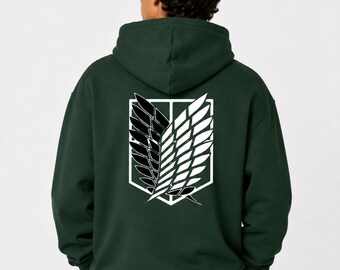 Bluza z kapturem Attack on Titan, ręcznie robiona, polarowa, unisex, z nadrukiem Survey Corps Wings of Freedom