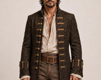 Captain Jack Sparrow Pirate Trench Coat Handmade Men Vintage Steampunk Cosplay Jacket