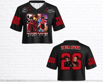 Usher Chris Brown R & B Tour 2026 Crop top Football, Custom Name Concert Shirt, Team Breezy Jersey, Brown Fan Gift, Music Concert Gift