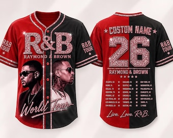 PRINTED Custom Usher Chris Brown Print Baseball Jersey, R & B Tour Music 2026 Concert Gift, Team Breezy Bowl , Hip hop Concert, Gift for Fan