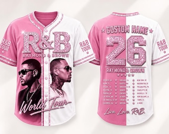 PRINTED Custom Usher Chris Brown Print Baseball Jersey, R & B Tour Music 2026 Concert Gift, Team Breezy Bowl , Hip hop Concert, Gift for Fan