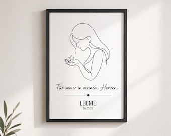 Regalo para bebé nacido muerto, foto de duelo personalizada con nombre y fecha, tarjeta conmemorativa para niño, póster conmemorativo por la pérdida del bebé, Siempre en mi corazón