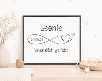 Personalized poster for stillborn babies with name and date, baby keepsake gift, memorial picture for a child, eternally loved, memorial picture for parents