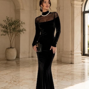 cold shoulder lace sleeve bodycon velvet formal party maxi dresses Amazon.com: Women's Plus Size Velvet Midi Dress V Neck Wrap Long Sleeve  Bodycon Gowns Elegant Formal Wedding Guest Evening Dress A-Black :  Clothing, Shoes & Jewelry