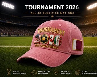 International Football Tournament Hat, Vintage Dad Hat, Adjustable Cotton Cap, Soccer Supporter Gift