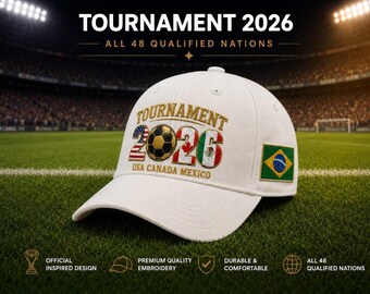 2026 International Tournament Hat, Vintage Style Adjustable Cotton Cap, Soccer Fan Dad Hat, USA Canada Mexico Inspired