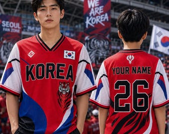 Camiseta de fútbol de Corea del Sur con nombre personalizado, ropa urbana coreana para el día del partido, ropa de festival para mujeres, estilo Blokette