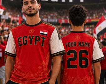 Camiseta de fútbol de Egipto Camiseta personalizada con nombre y número Camiseta de fútbol Orgullo egipcio Ropa para el día del partido Ropa para mujer para festivales Blokette Estética