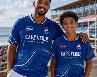 Camiseta de fútbol personalizada de Cabo Verde, camiseta de fútbol con nombre y número personalizados 2026, ropa de aficionado, regalo para hombres, mujeres, niños y jóvenes.
