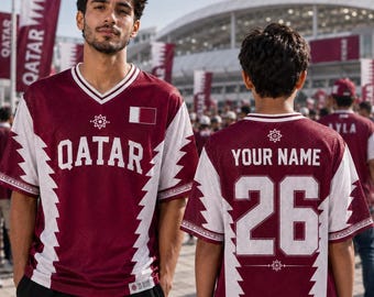 Camiseta de fútbol de Qatar con nombre y número personalizados, ropa de fútbol para el día del partido de Qatar, ropa de festival para mujer, top estético tipo blokette