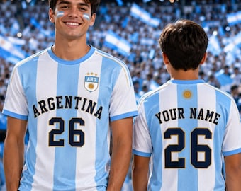Camiseta de fútbol de Argentina con nombre y número personalizados, camiseta de fútbol, atuendo de día de partido de campeones, ropa de festival para mujer, top estético tipo blokette