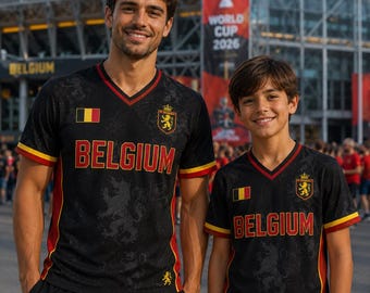 Camiseta de fútbol de Bélgica con nombre y número personalizados, camiseta de fútbol de los Diablos Rojos, ropa para el día del partido, ropa de festival para mujer, regalo de cumpleaños para ella.