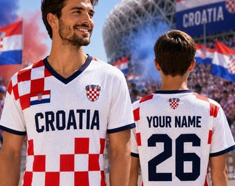 Camiseta de fútbol de Croacia con nombre y número personalizados, camiseta de fútbol, orgullo croata, atuendo para el día del partido, ropa de festival para mujeres, estética Blokette