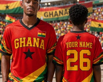 Camiseta de fútbol de Ghana con nombre y número personalizados, camiseta de fútbol de las Estrellas Negras, atuendo para el día del partido, ropa de festival para mujer, estilo Blokette