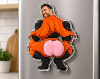 Imán personalizado para el Día del Padre con la cara de un superpapá, imán acrílico para nevera con forma de trasero blandito, regalo personalizado para papá de parte de los niños.