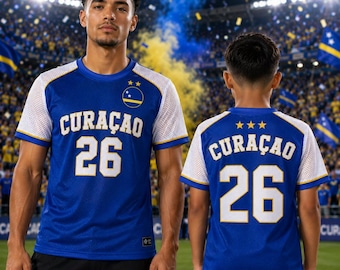 Camiseta de fútbol de Curazao con nombre y número personalizados, ropa de fútbol para el día del partido de Curazao, ropa de festival para mujer, estilo Blokette