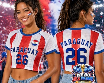 Paraguay Soccer Crop Top Custom Name Number Football Shirt Paraguayan Game Day Apparel Women Festival Clothing Blokette Aesthetic