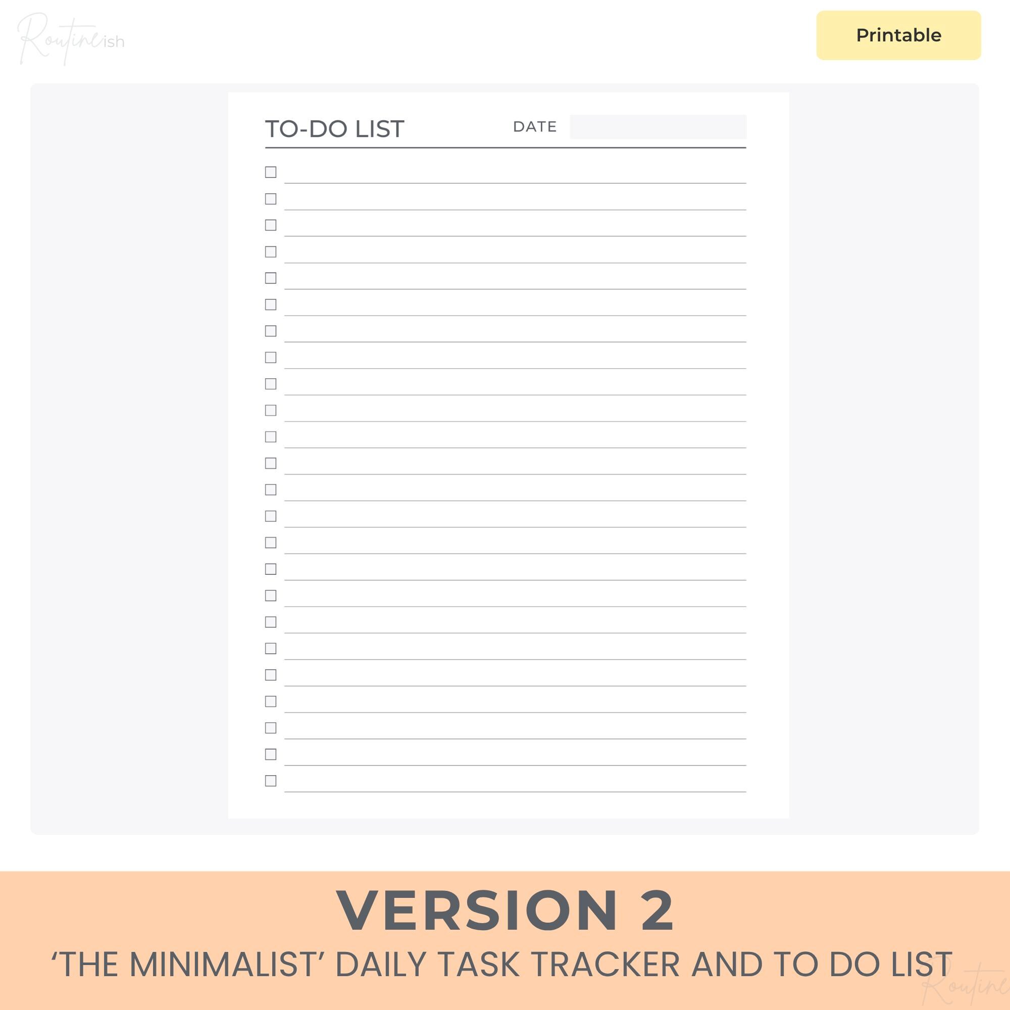 Minimalist to Do List Printable, Daily Task Tracker, Fillable PDF (a4 ...