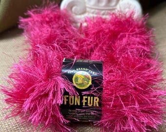 Lion Brand Fun Fur Eyelash Yarn: Hot Pink, Discontinued Novelty Craft Supply