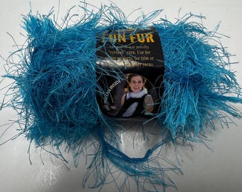 Lion Brand Fun Fur Yarn: Turquoise Eyelash Novelty, Bulky Weight Polyester (1 Skein)