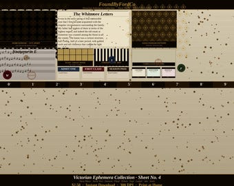 Folha imprimível de efêmeros vitorianos | Kit para diário de arte | Papel para colagem vintage | Damasco de partitura musical | Download instantâneo