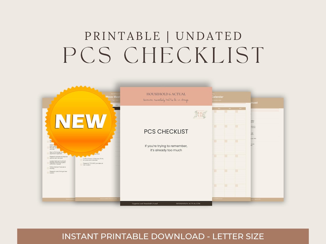Military Pcsing Checklist Printable Moving Guide Binder for Army Family ...