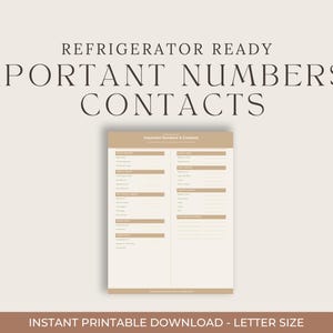 Military Family Important Numbers Contact Sheet – Emergency, Medical, Unit (Digital Download)